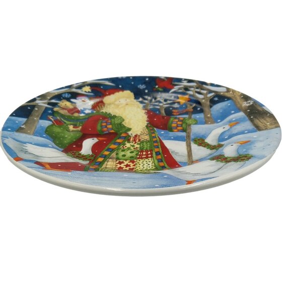 Santa With Geese Stoneware Plate 7.5" Debi Hron 2010 Gibson - Picture 5 of 7